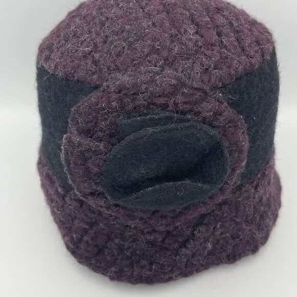 Platania Women’s Hat Made In Italy Purple Wool Blend Flower One Size - Picture 2 of 10